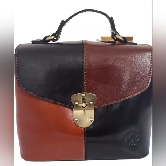 Patricia Nash Sinclair Leather Convertible Backpack-Colorblock Black/Tan- EUC - Picture 4 of 13